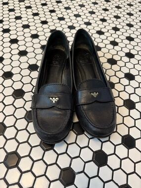 Tory Burch Black Leather Penny Loafers